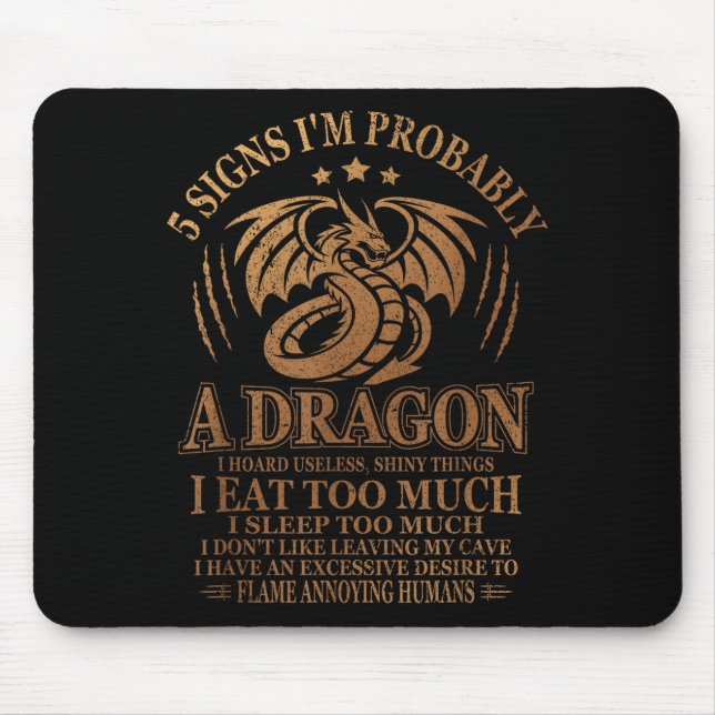 Mousepad 5 Sinais de que Provavelmente Sou um Dragão Citaçã (Frente)