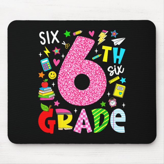 Mousepad 6º sexta série retrô colorido volta às aulas (Frente)