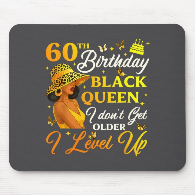 Mousepad 60th Birthday Black Queen Level Up Emwering For Wo (Frente)