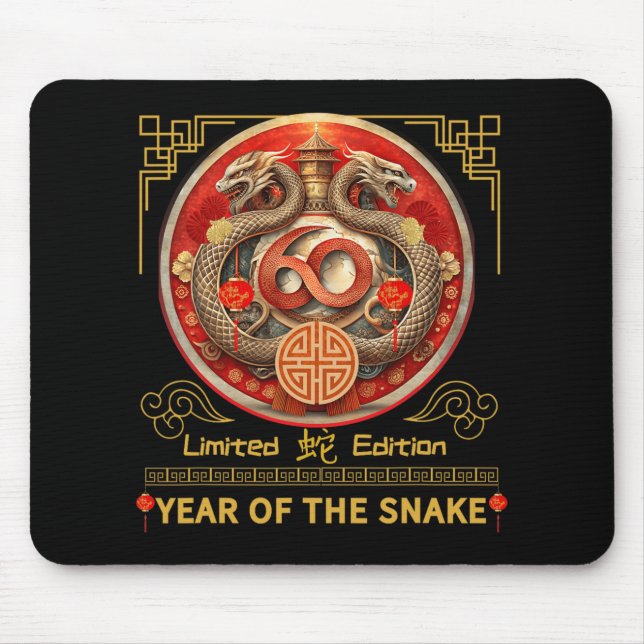 Mousepad 60th Birthday Born Snake Year 1965 Chinese Lunar N (Frente)