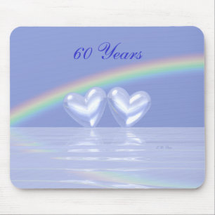 Mousepad 60th Corações do diamante do aniversário
