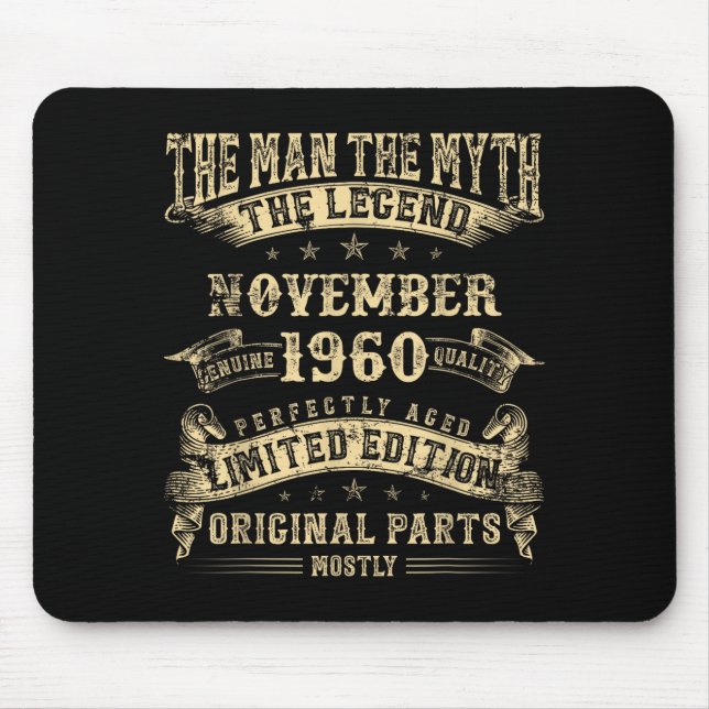 Mousepad 65th Birthday For Men Mythology Of November 1960  (Frente)