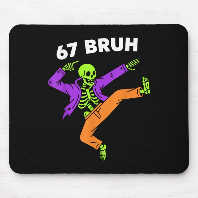 Mousepad 67 Bruh Halloween Dabbing Esqueleto Meme 6 7 Númer (Frente)
