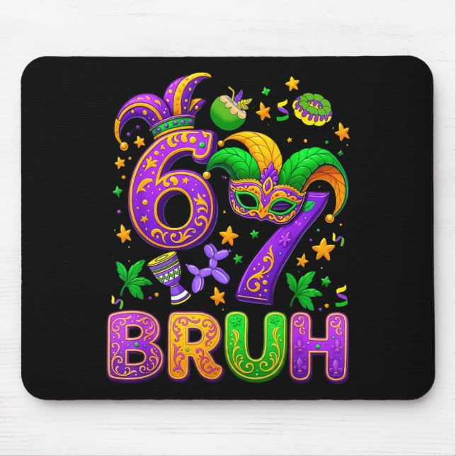 Mousepad 67 Bruh Mardi Gras Jester Mask New Orleans  (Frente)