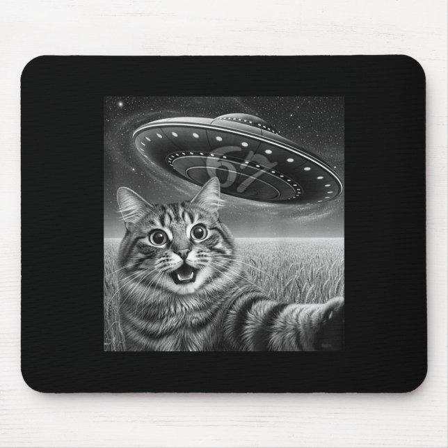 Mousepad 67 Cat Selfie With Alien Ufos Funny Cat Six Seven  (Frente)