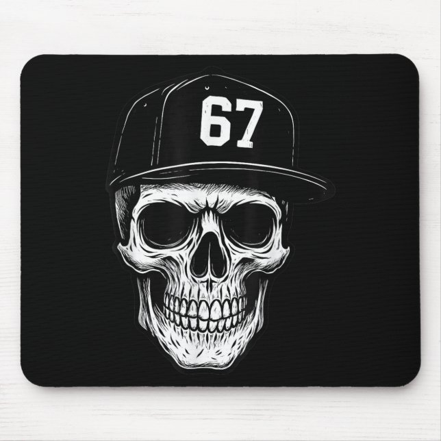 Mousepad 67 Caveira Meme de Halloween Brainrot Six Seven Cr (Frente)