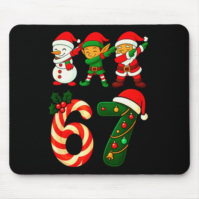 Mousepad 67 Christmas Dabbing Santa Elf Snowman Funny Six S (Frente)