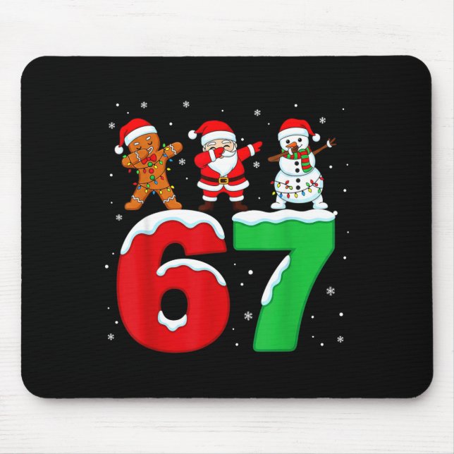 Mousepad 67 Christmas Dabbing Santa Snowman Funny Six Seven (Frente)