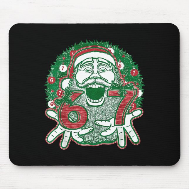 Mousepad 67 Christmas Funny Six Seven Meme Brainrot Santa C (Frente)