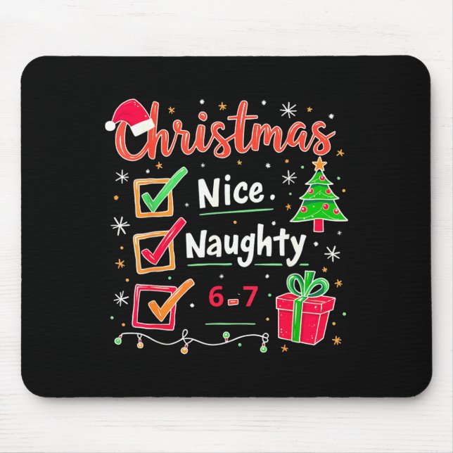 Mousepad 67 Christmas Nice Naughty List Funny 6-7 Meme  (Frente)