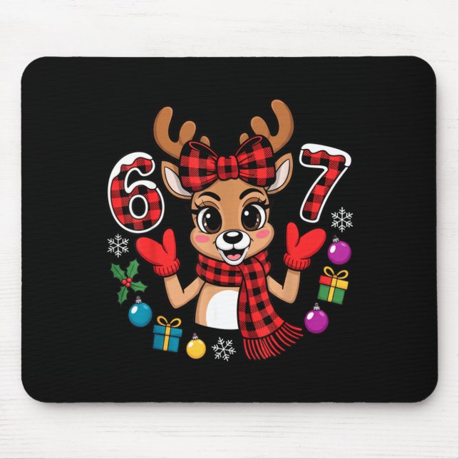 Mousepad 67 Christmas Outfit Women Meme Reindeer Six Seven  (Frente)