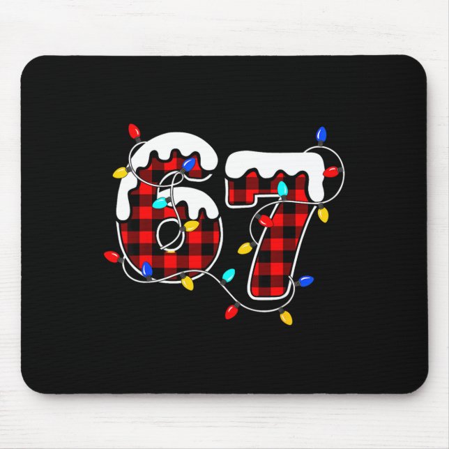 Mousepad 67 Christmas Red Plaid 6 7 Six Seven Boys Christma (Frente)
