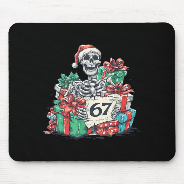 Mousepad 67 Christmas Skeleton Xmas Santa Hat Six Seven Fun (Frente)