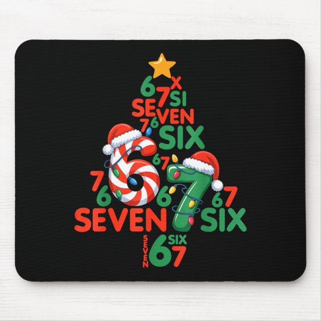 Mousepad 67 Christmas Tree Candy Cane Holiday Six Seven Mem (Frente)
