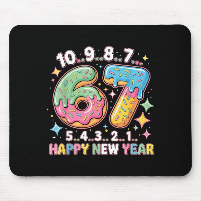 Mousepad 67 Countdown Happy New Year 2026 Funny Donut Numbe (Frente)