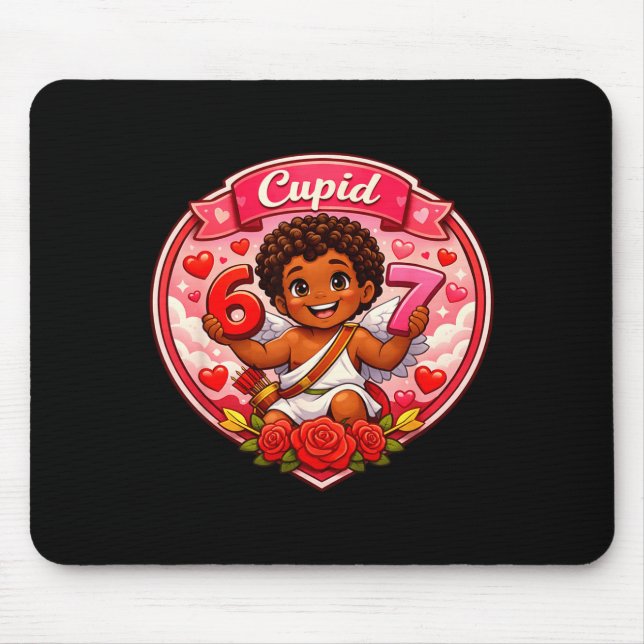 Mousepad 67 Cupid Afro-Americano Tendência de Meme do Dia d (Frente)