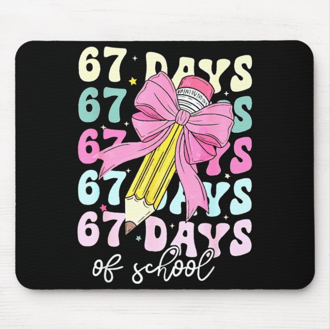Mousepad 67 Days Of School Girls Coquette Bow 67th Day Of S (Frente)