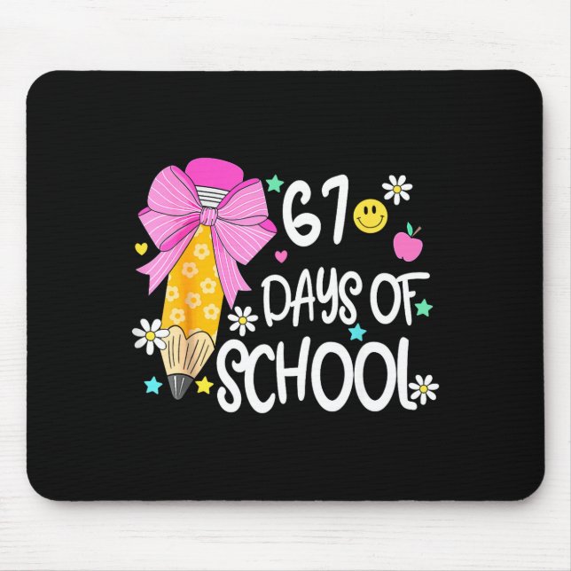 Mousepad 67 Days Of School Girls Coquette Bow 67th Day Of S (Frente)