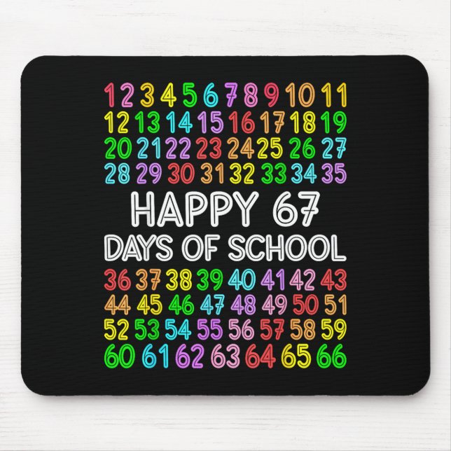 Mousepad 67 Days Of School Teacher Kids Boy 67 Math Numbers (Frente)