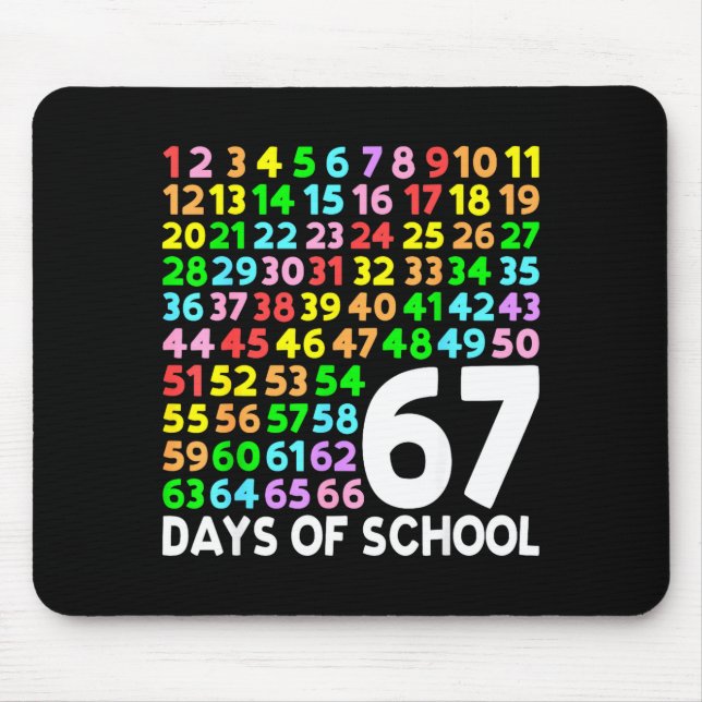 Mousepad 67 Days Of School Teacher Kids Boy 67 Math Numbers (Frente)