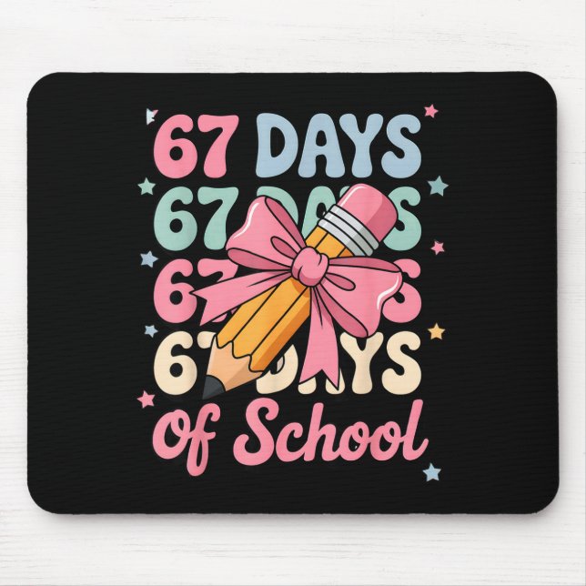 Mousepad 67 Days Of School Teacher Shirt Cute Preppy Cow Gi (Frente)