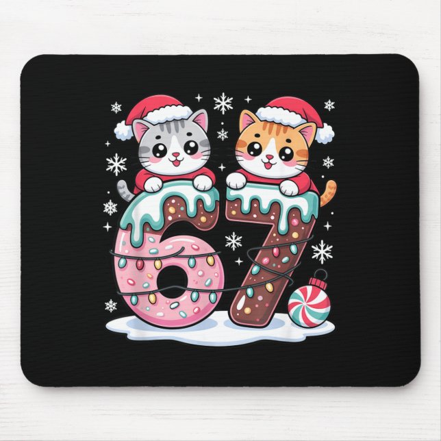 Mousepad 67 Funny Meme Kawaii Cats Christmas Ice Cream Drip (Frente)