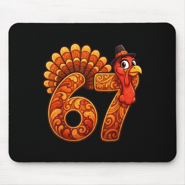 Mousepad 67 Funny Thanksgiving Turkey Meme Six Seven 6 7  (Frente)