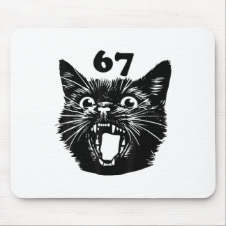 Mousepad 67 Gato Preto Halloween Brainrot Meme Seis Sete Ga