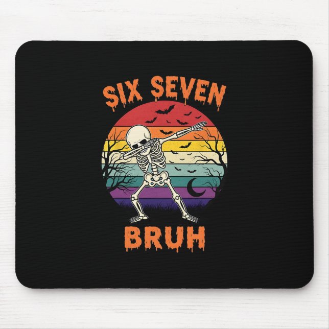 Mousepad 67 Halloween Meme Six Seve Skeleton Numbers Funny  (Frente)