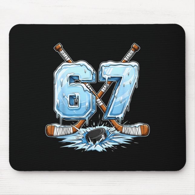 Mousepad 67 Hockey Drip Número Estilo de Meme Engraçado Grá (Frente)