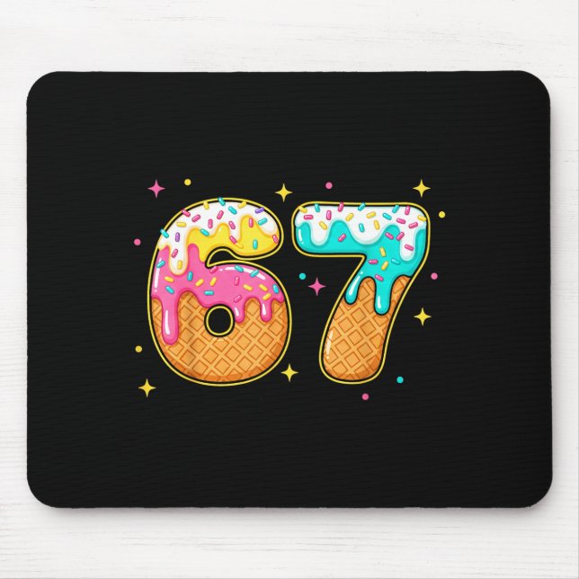 Mousepad 67 Ice Cream Drip Meme Six Seven Gen Alpha Slang  (Frente)