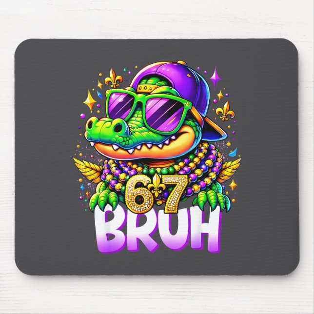 Mousepad 67 Mardi Gras Alligator Mardigator Six Seven Bruh  (Frente)