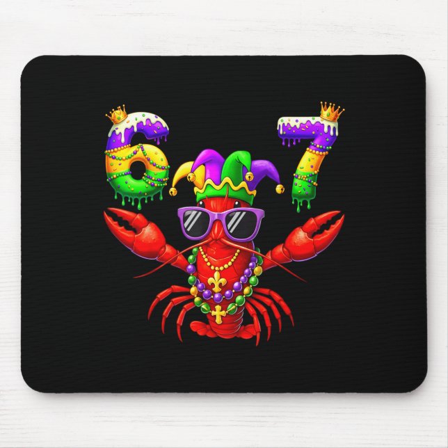 Mousepad 67 Mardi Gras Crawfish Beads Six Seven Carnival Bo (Frente)