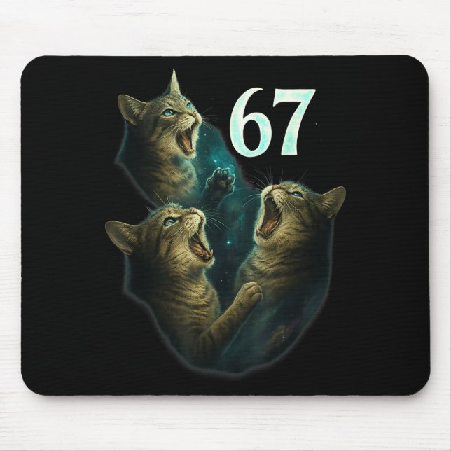 Mousepad 67 Meme Cat Howling At 67 Funny 6 7  (Frente)