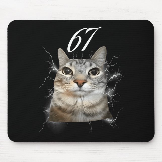 Mousepad 67 Meme Cat Howling At Moon Brainrot Funny 6 7  (Frente)