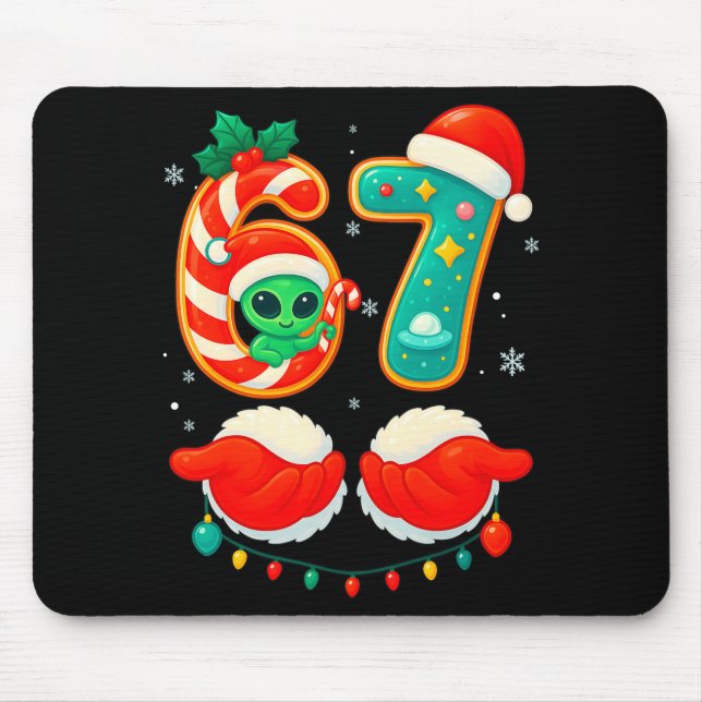 Mousepad 67 Meme Christmas Funny Alien Santa Six Seven Xmas (Frente)