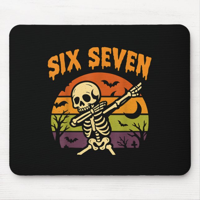 Mousepad 67 Meme de Halloween 6 7 Esqueleto Seis Sete Númer (Frente)