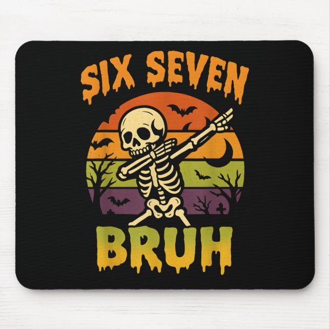 Mousepad 67 Meme de Halloween 6 7 Esqueleto Seis Sete Númer (Frente)