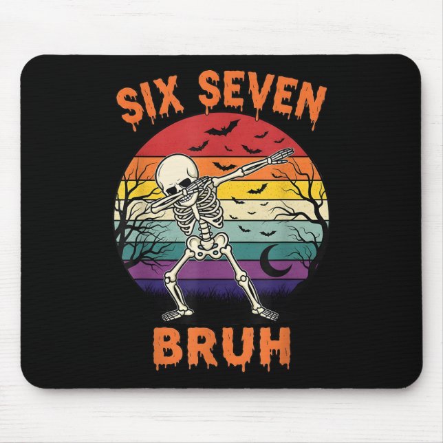 Mousepad 67 Meme de Halloween Seis Sete Números de Esquelet (Frente)