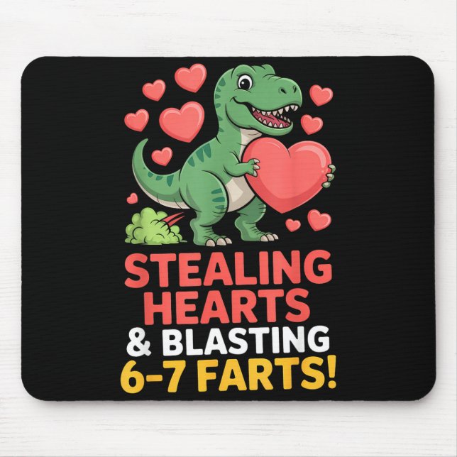 Mousepad 67 Meme Dinosaur Stealing Hearts 6-7 Farts Valenti (Frente)