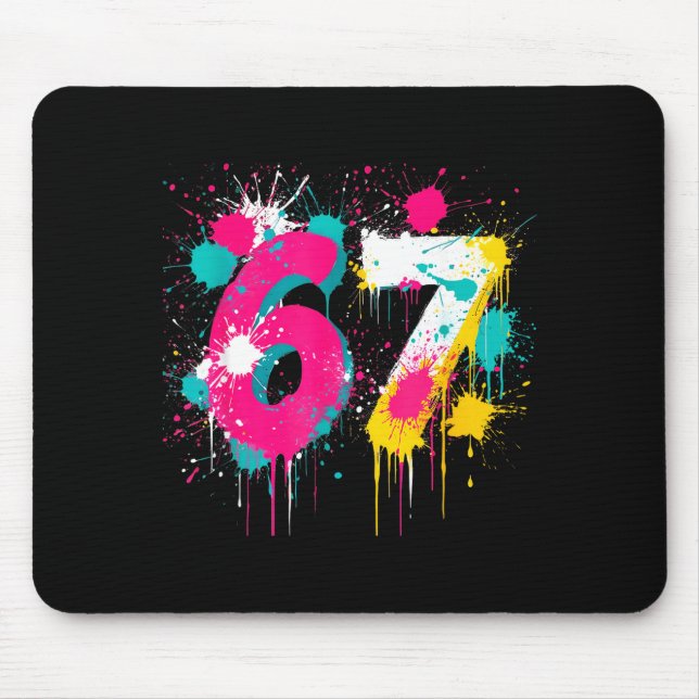 Mousepad 67 Meme Drip Spray Paint Six Seven 80s Bright Colo (Frente)
