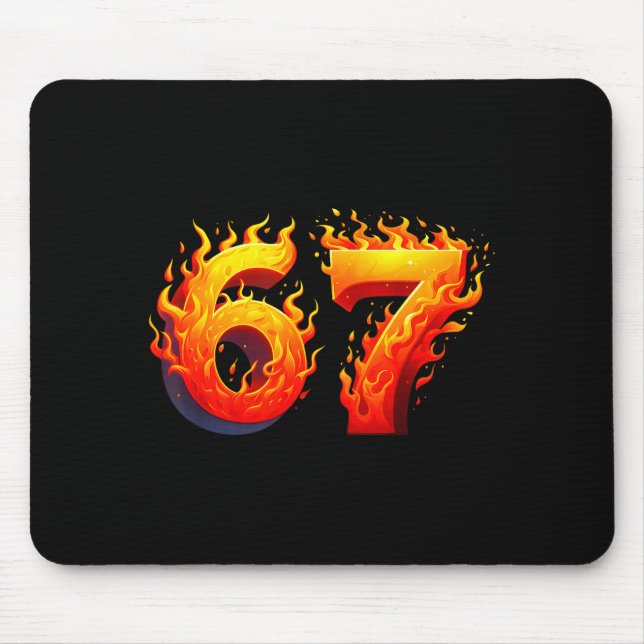 Mousepad 67 Meme Flames Funny Six Seven Gen Alpha Slang Gra (Frente)