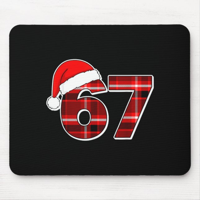 Mousepad 67 Meme Funny Christmas Red Plaid Xmas Pajamas Sla (Frente)