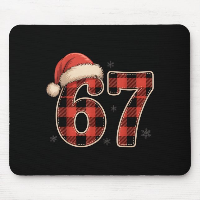 Mousepad 67 Meme Funny Christmas Red Plaid Xmas Pajamas Sla (Frente)