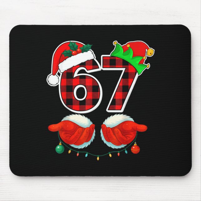 Mousepad 67 Meme Funny Christmas Red Plaid Xmas Pajamas Sla (Frente)