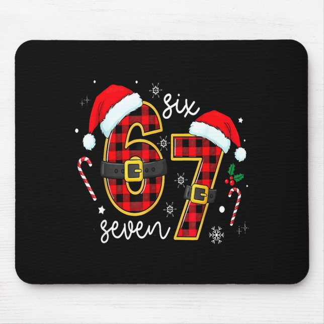 Mousepad 67 Meme Funny Christmas Red Plaid Xmas Pajamas Sla (Frente)