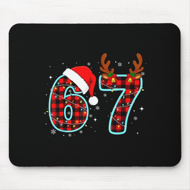 Mousepad 67 Meme Funny Christmas Red Plaid Xmas Pajamas Sla (Frente)