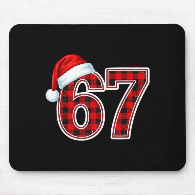 Mousepad 67 Meme Funny Christmas Red Plaid Xmas Pajamas Tee (Frente)