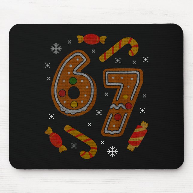 Mousepad 67 Meme Gingerbread Candy Cane Christmas Ugly Swea (Frente)