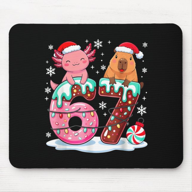Mousepad 67 Meme Kawaii Axolotl Capybara Christmas Ice Crea (Frente)
